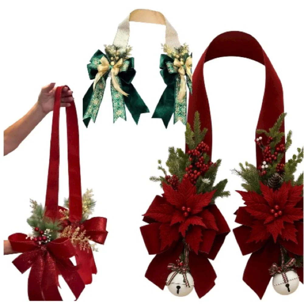Over The Door Scapular Double Christmas Swag Christmas Bow Wreath Ribbon custom